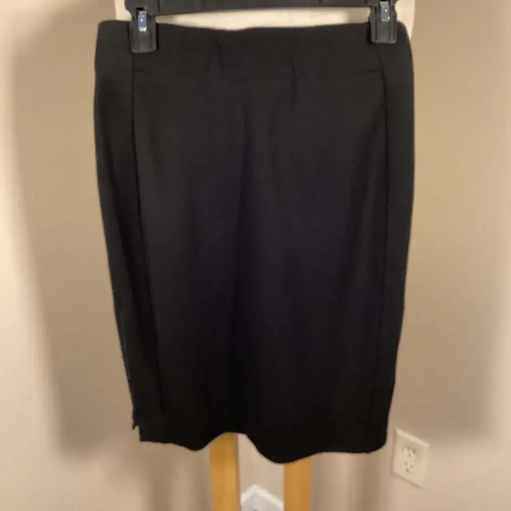 Lynn Ritchie Silver Black Ponte Knit Pencil Skirt with Side Zip Seam
